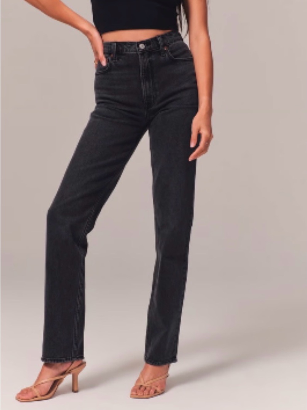 Abercrombie & Fitch High-Rise Straight-Leg Black Jeans